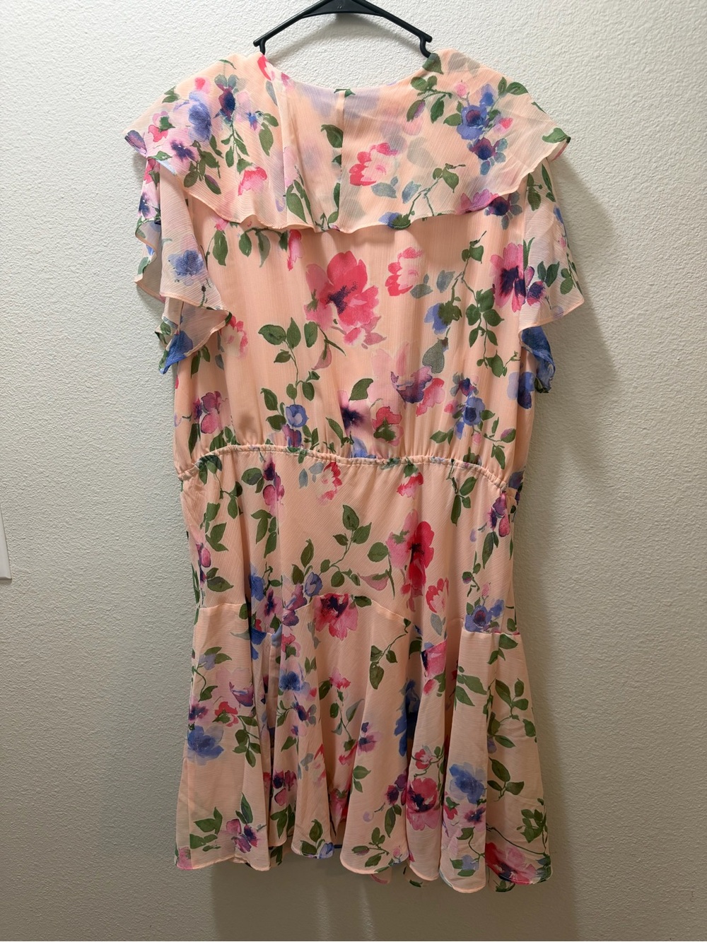 Ralph Lauren Peach Floral Ruffled V-Neck Dress - Picture 2 of 3
